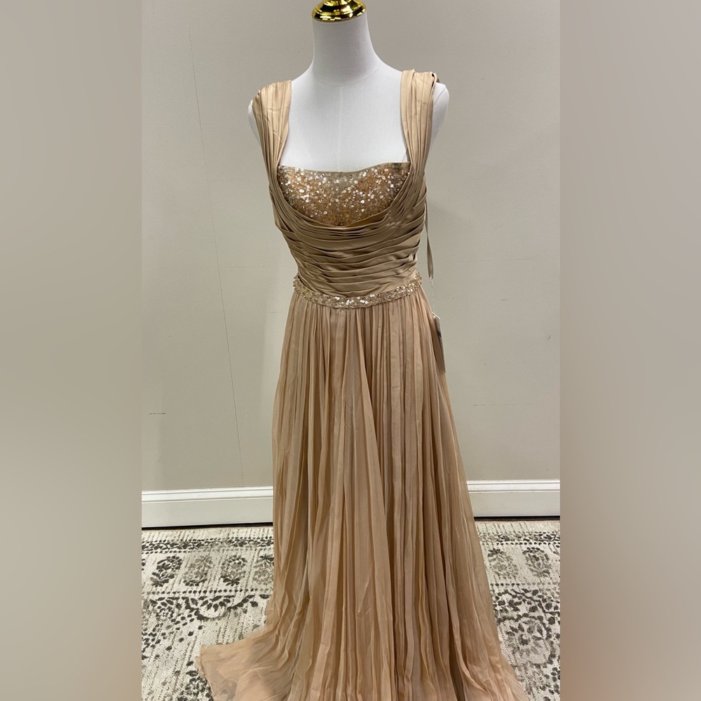 Elegant High Low Dress in Beige